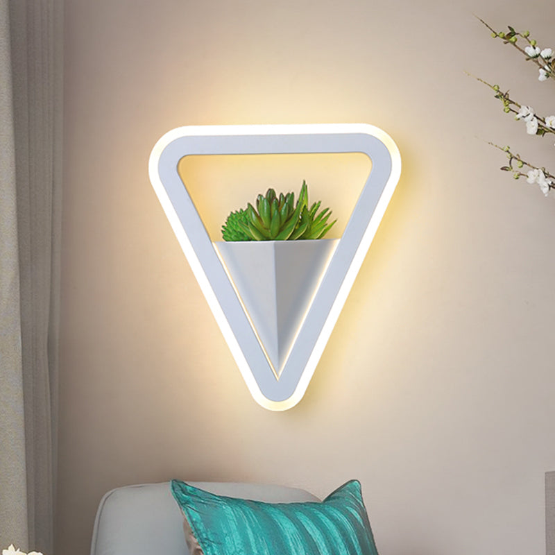 Avtoit | White 1 Bulb Wall Light Minimalistic Acrylic Triangle LED Plant Wall Lamp in Warm/White Light