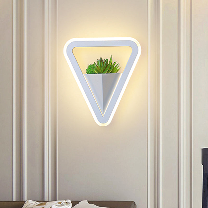 Avtoit | White 1 Bulb Wall Light Minimalistic Acrylic Triangle LED Plant Wall Lamp in Warm/White Light