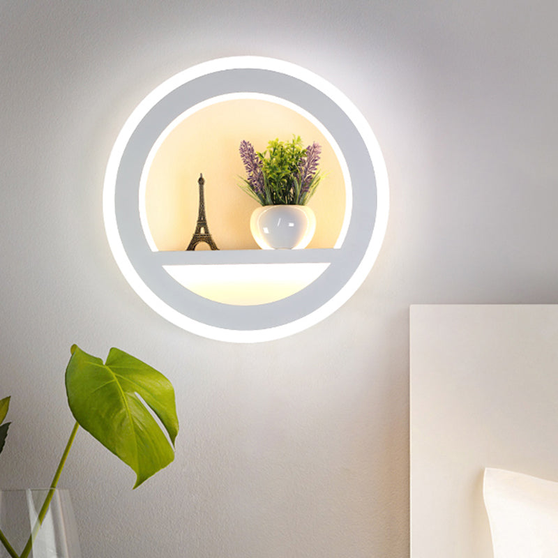 Avtoit | 1 Light Circle Wall Lamp Industrial White Metal LED Plant Wall Light for Bedroom