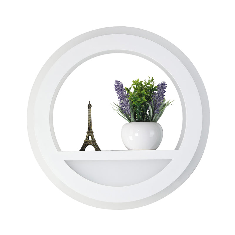 Avtoit | 1 Light Circle Wall Lamp Industrial White Metal LED Plant Wall Light for Bedroom