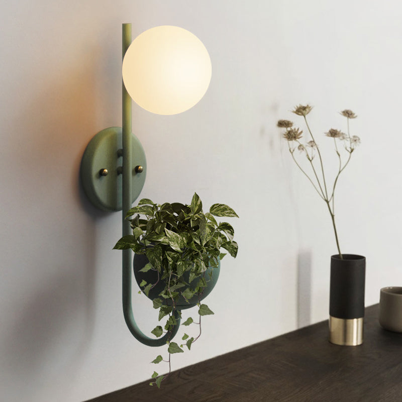 Avtoit | 1 Light Ball Wall Lamp Industrial Yellow/Blue/Green Metal LED Plant Wall Mount Lighting for Restaurant