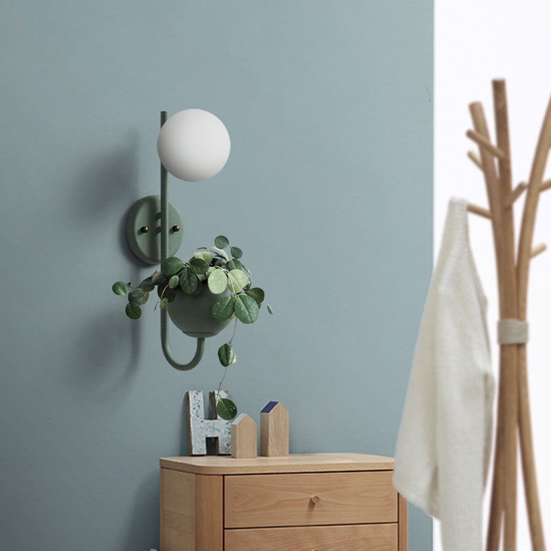 Avtoit | 1 Light Ball Wall Lamp Industrial Yellow/Blue/Green Metal LED Plant Wall Mount Lighting for Restaurant