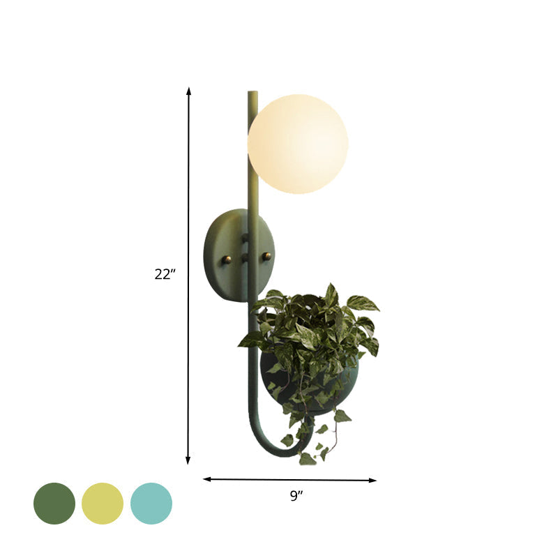 Avtoit | 1 Light Ball Wall Lamp Industrial Yellow/Blue/Green Metal LED Plant Wall Mount Lighting for Restaurant