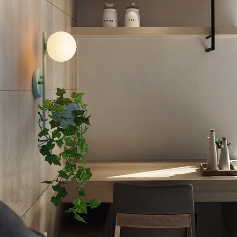 Avtoit | 1 Light Ball Wall Lamp Industrial Yellow/Blue/Green Metal LED Plant Wall Mount Lighting for Restaurant