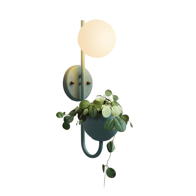 Avtoit | 1 Light Ball Wall Lamp Industrial Yellow/Blue/Green Metal LED Plant Wall Mount Lighting for Restaurant