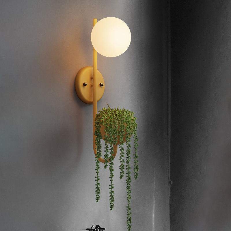 Avtoit | 1 Light Ball Wall Lamp Industrial Yellow/Blue/Green Metal LED Plant Wall Mount Lighting for Restaurant
