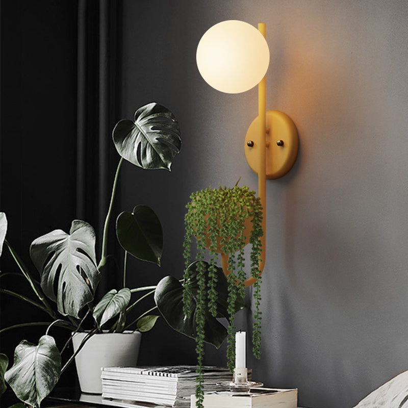 Avtoit | 1 Light Ball Wall Lamp Industrial Yellow/Blue/Green Metal LED Plant Wall Mount Lighting for Restaurant