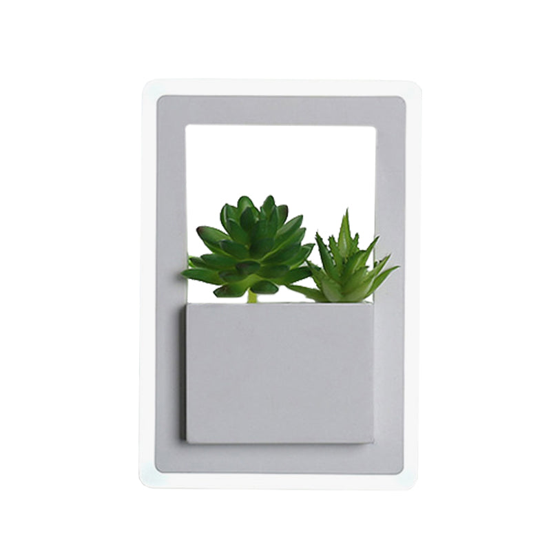 Avtoit | Acrylic White Wall Lamp Round/Rectangular/Diamond LED Industrial Plant Wall Lighting Fixture in Warm/White Light