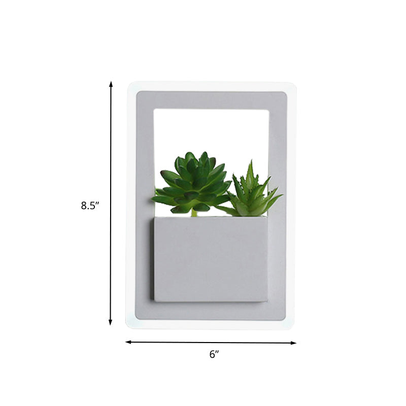 Avtoit | Acrylic White Wall Lamp Round/Rectangular/Diamond LED Industrial Plant Wall Lighting Fixture in Warm/White Light