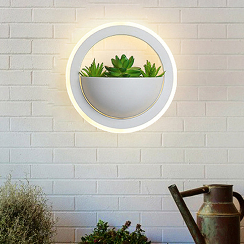 Avtoit | Acrylic White Wall Lamp Round/Rectangular/Diamond LED Industrial Plant Wall Lighting Fixture in Warm/White Light
