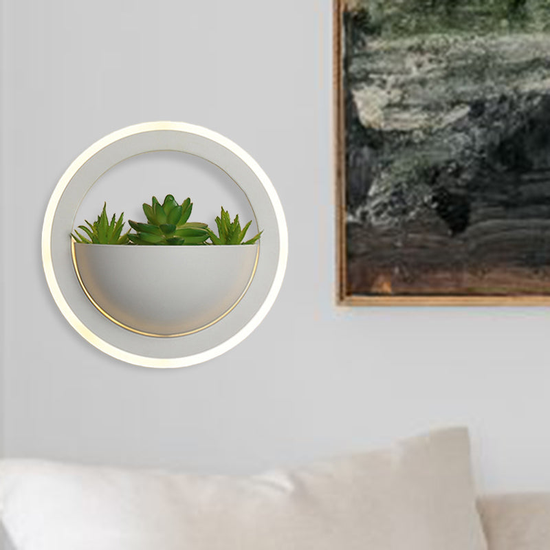 Avtoit | Acrylic White Wall Lamp Round/Rectangular/Diamond LED Industrial Plant Wall Lighting Fixture in Warm/White Light