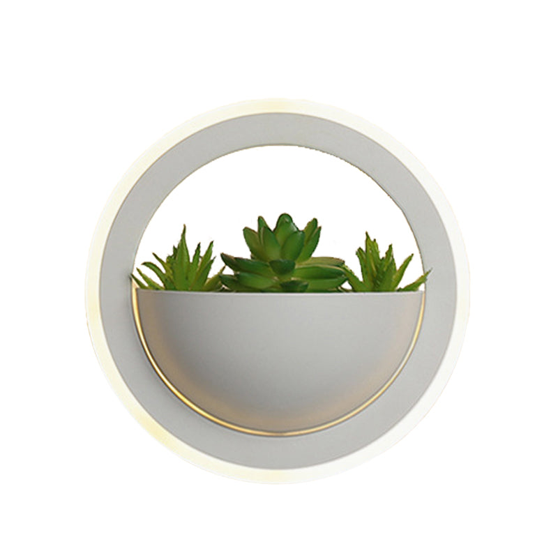 Avtoit | Acrylic White Wall Lamp Round/Rectangular/Diamond LED Industrial Plant Wall Lighting Fixture in Warm/White Light