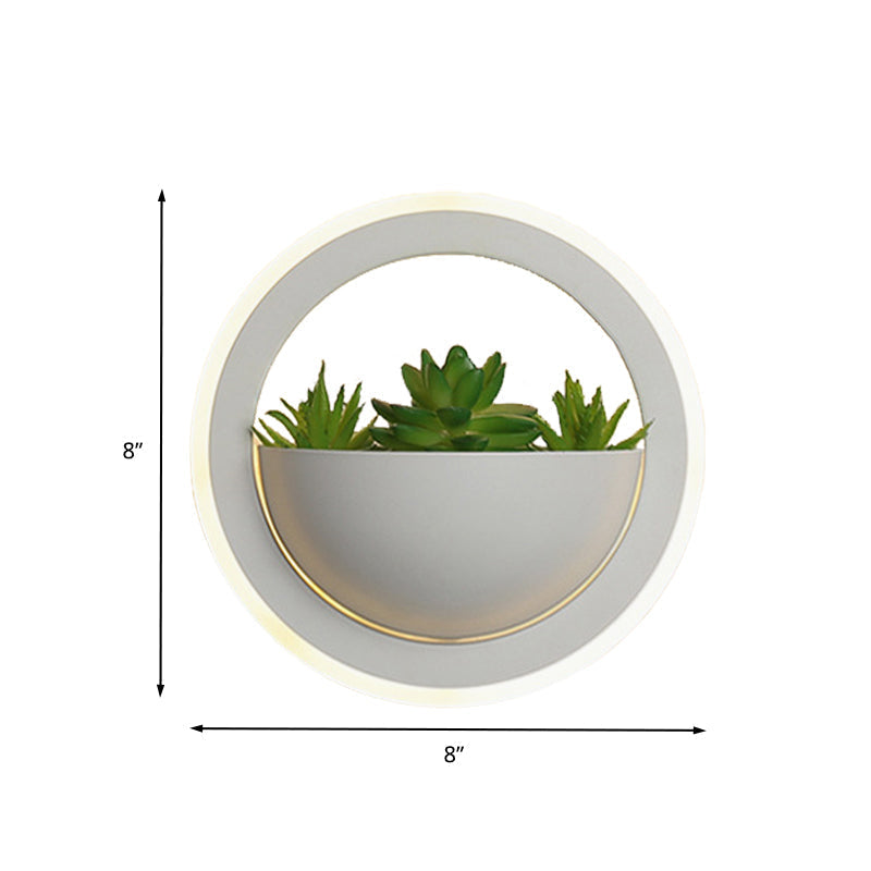 Avtoit | Acrylic White Wall Lamp Round/Rectangular/Diamond LED Industrial Plant Wall Lighting Fixture in Warm/White Light