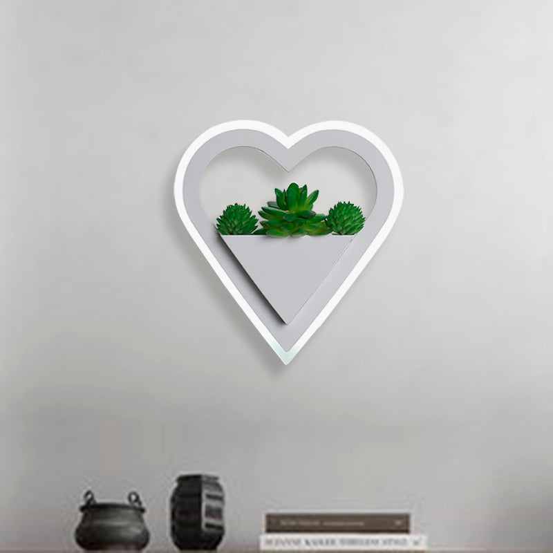 Avtoit | Acrylic White Wall Lamp Round/Rectangular/Diamond LED Industrial Plant Wall Lighting Fixture in Warm/White Light