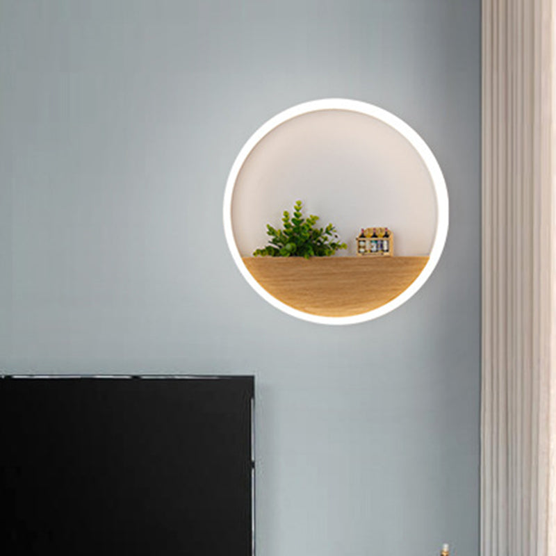 Avtoit | LED Acrylic Wall Light Simple White Round Living Room Plants Wall Mount Light, 8"/12"/16" Diameter