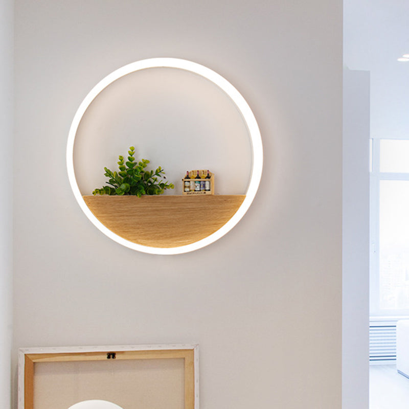 Avtoit | LED Acrylic Wall Light Simple White Round Living Room Plants Wall Mount Light, 8"/12"/16" Diameter