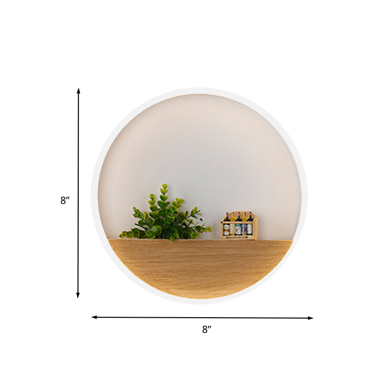 Avtoit | LED Acrylic Wall Light Simple White Round Living Room Plants Wall Mount Light, 8"/12"/16" Diameter