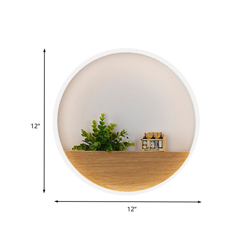 Avtoit | LED Acrylic Wall Light Simple White Round Living Room Plants Wall Mount Light, 8"/12"/16" Diameter