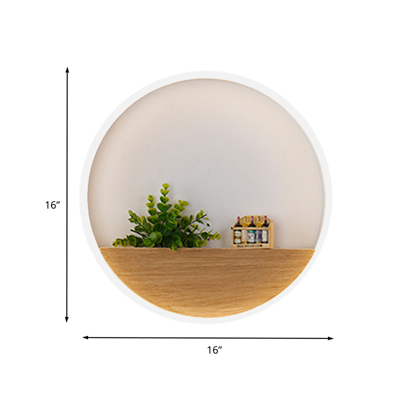 Avtoit | LED Acrylic Wall Light Simple White Round Living Room Plants Wall Mount Light, 8"/12"/16" Diameter