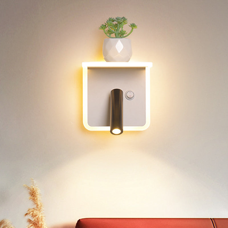 Avtoit | White LED wall light Minimalism Acrylic Round/Rectangle Wall Outdoor Light with Plant Decoration in Warm/White Light
