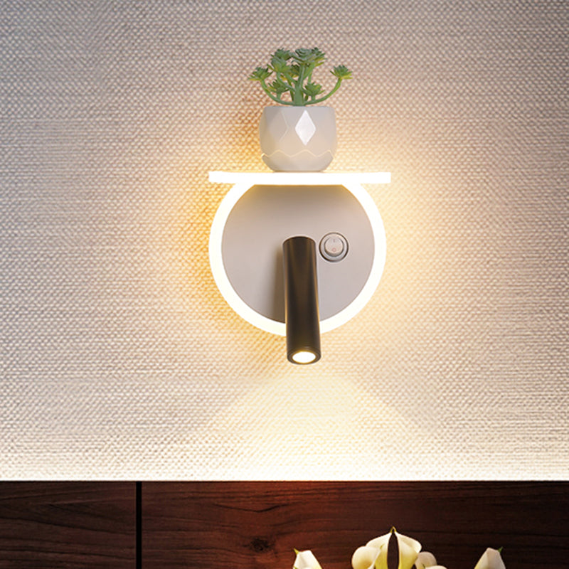 Avtoit | White LED wall light Minimalism Acrylic Round/Rectangle Wall Outdoor Light with Plant Decoration in Warm/White Light
