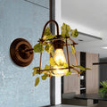 Avtoit | 1 Light Wall Lighting Fixture Industrial Diamond / Globe / Square Metal LED Wall Lamp Sconces in Black with Plants