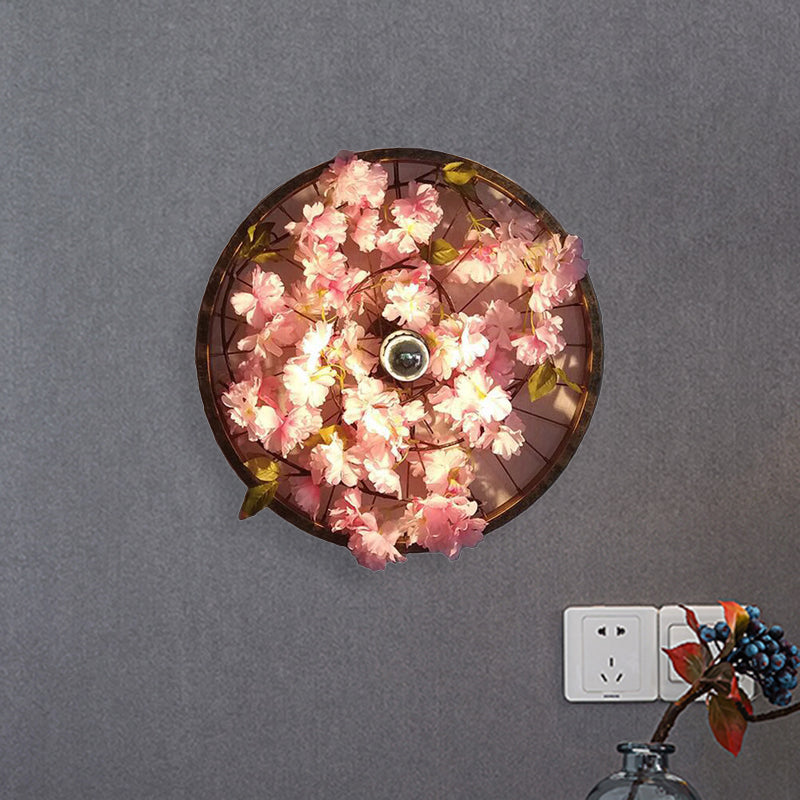 Avtoit | LED Wall Light Industrial Restaurant Flower Wall Mounted Fixture with Wheel Metal Shade in Black, 12.5"/19"/23" Diameter