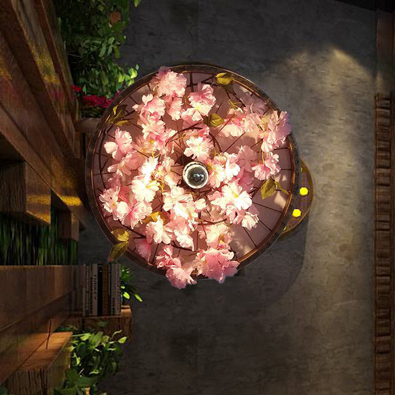 Avtoit | LED Wall Light Industrial Restaurant Flower Wall Mounted Fixture with Wheel Metal Shade in Black, 12.5"/19"/23" Diameter