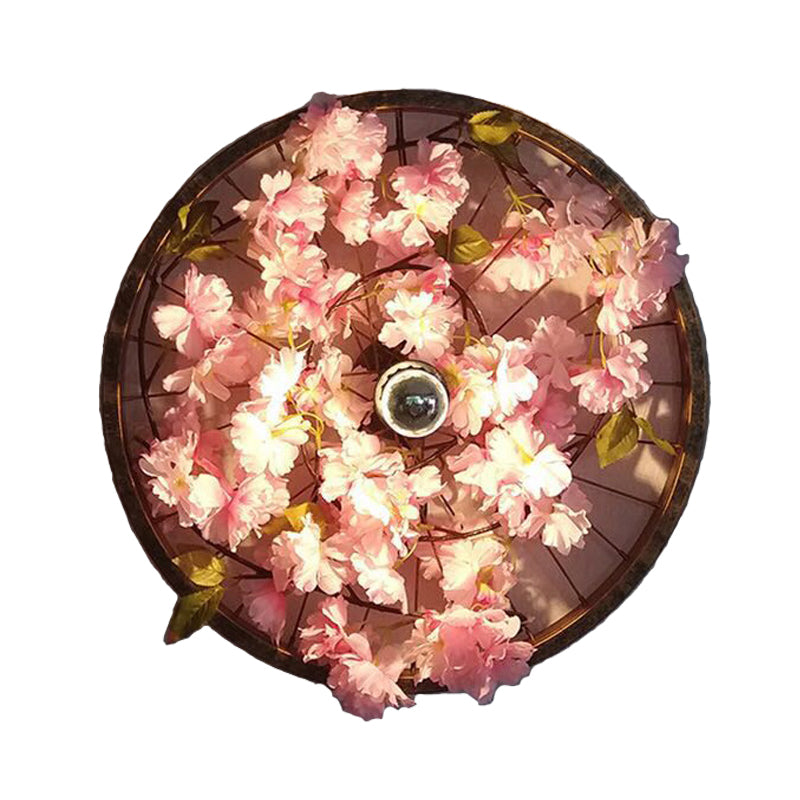 Avtoit | LED Wall Light Industrial Restaurant Flower Wall Mounted Fixture with Wheel Metal Shade in Black, 12.5"/19"/23" Diameter