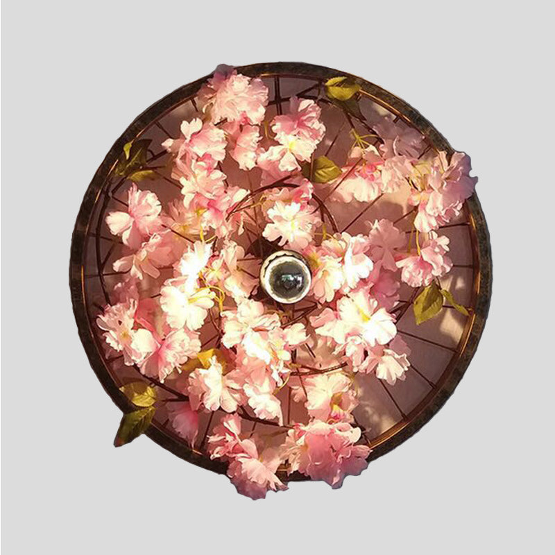 Avtoit | LED Wall Light Industrial Restaurant Flower Wall Mounted Fixture with Wheel Metal Shade in Black, 12.5"/19"/23" Diameter