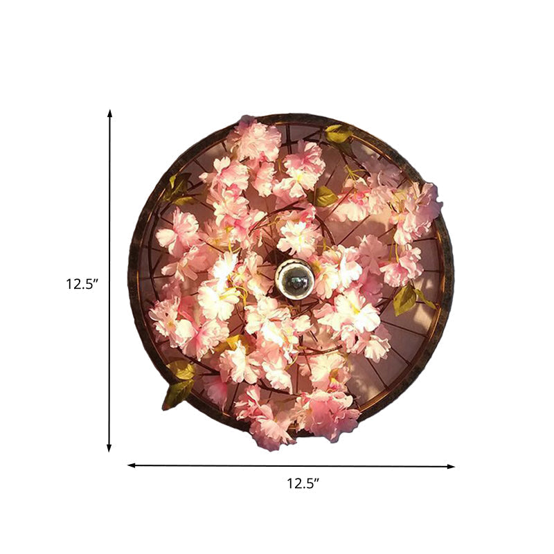 Avtoit | LED Wall Light Industrial Restaurant Flower Wall Mounted Fixture with Wheel Metal Shade in Black, 12.5"/19"/23" Diameter