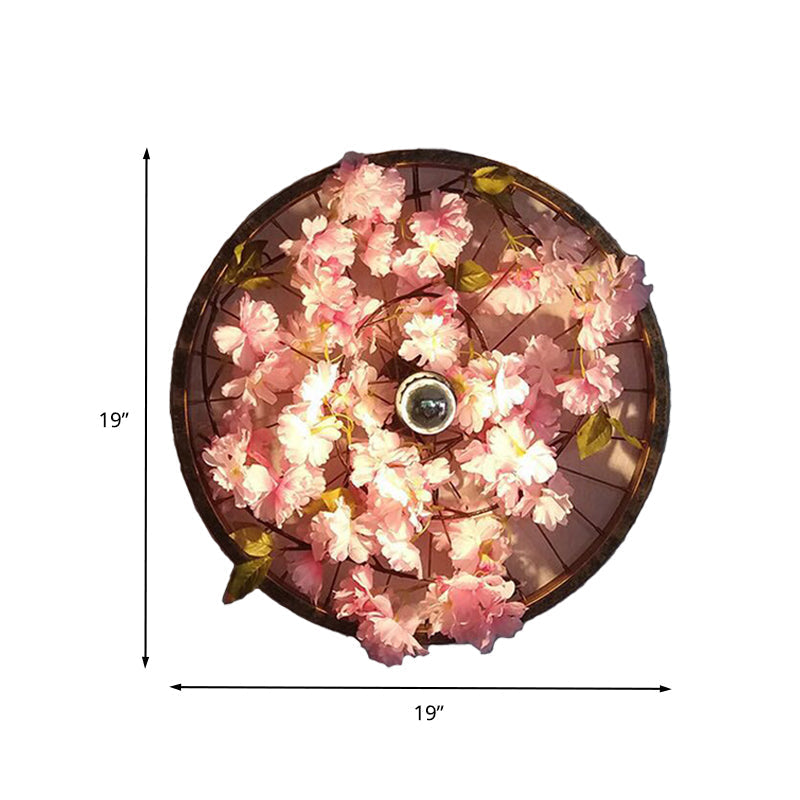 Avtoit | LED Wall Light Industrial Restaurant Flower Wall Mounted Fixture with Wheel Metal Shade in Black, 12.5"/19"/23" Diameter
