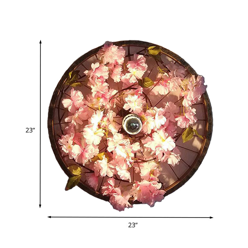 Avtoit | LED Wall Light Industrial Restaurant Flower Wall Mounted Fixture with Wheel Metal Shade in Black, 12.5"/19"/23" Diameter