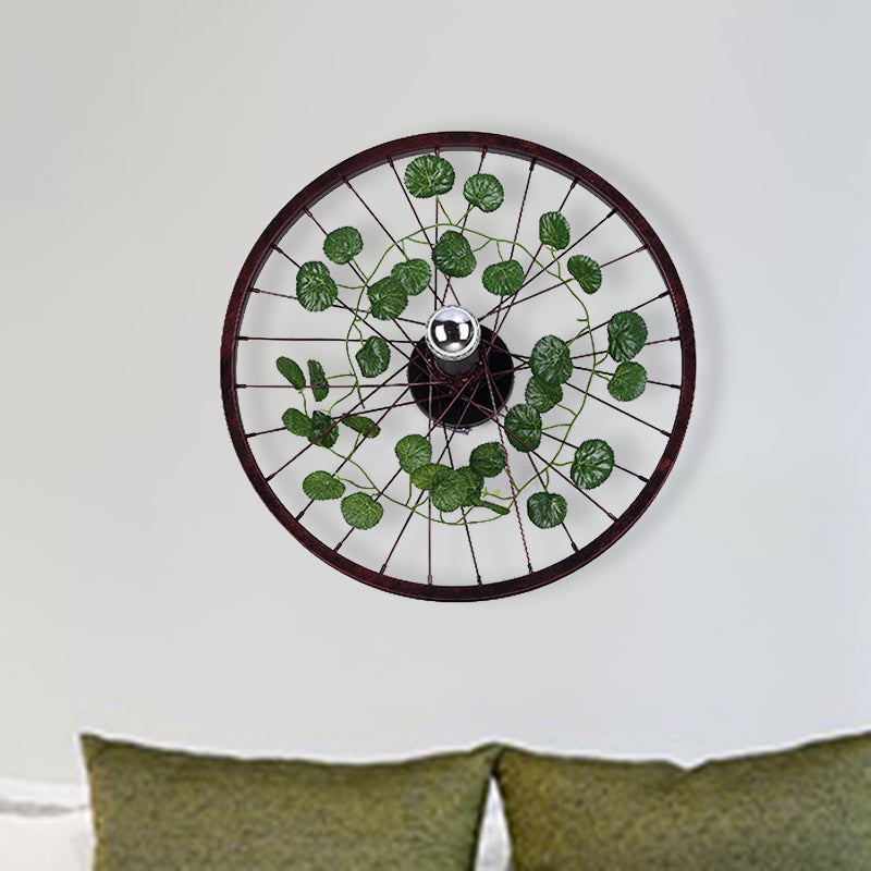 Avtoit | Rust Wheel Wall Light Industrial Metal 1 Bulb Restaurant LED Plants Wall Mount Lamp, 12.5"/18"/21.5" Diameter