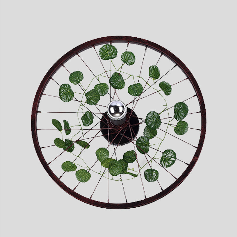 Avtoit | Rust Wheel Wall Light Industrial Metal 1 Bulb Restaurant LED Plants Wall Mount Lamp, 12.5"/18"/21.5" Diameter