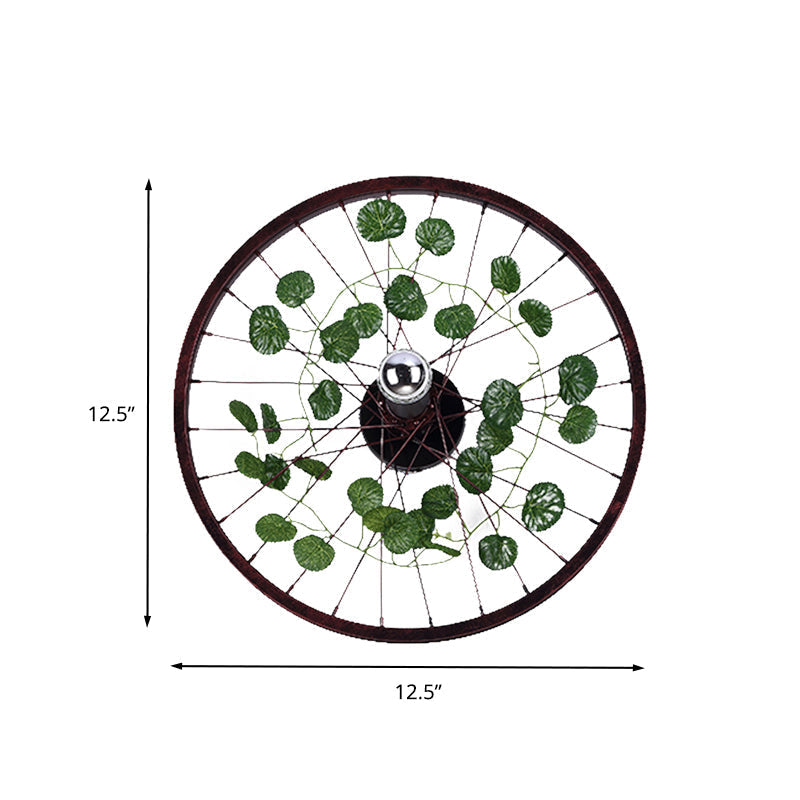 Avtoit | Rust Wheel Wall Light Industrial Metal 1 Bulb Restaurant LED Plants Wall Mount Lamp, 12.5"/18"/21.5" Diameter