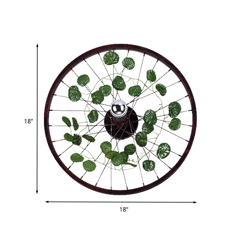 Avtoit | Rust Wheel Wall Light Industrial Metal 1 Bulb Restaurant LED Plants Wall Mount Lamp, 12.5"/18"/21.5" Diameter