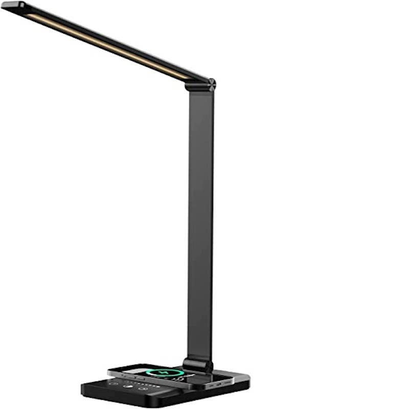 Avtoit | LED desk lamp with USB charging port, dimmable eye-friendly reading lamp for home, with 5 brightness levels & 3 light modes, touch control, auto timer (Black)