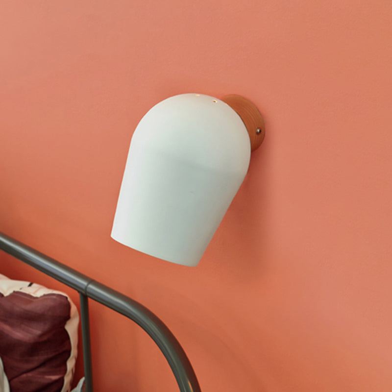 Avtoit | Dome Wall Light with White Metal Shade 1 Light Nordic Wall Lighting for Nightstand