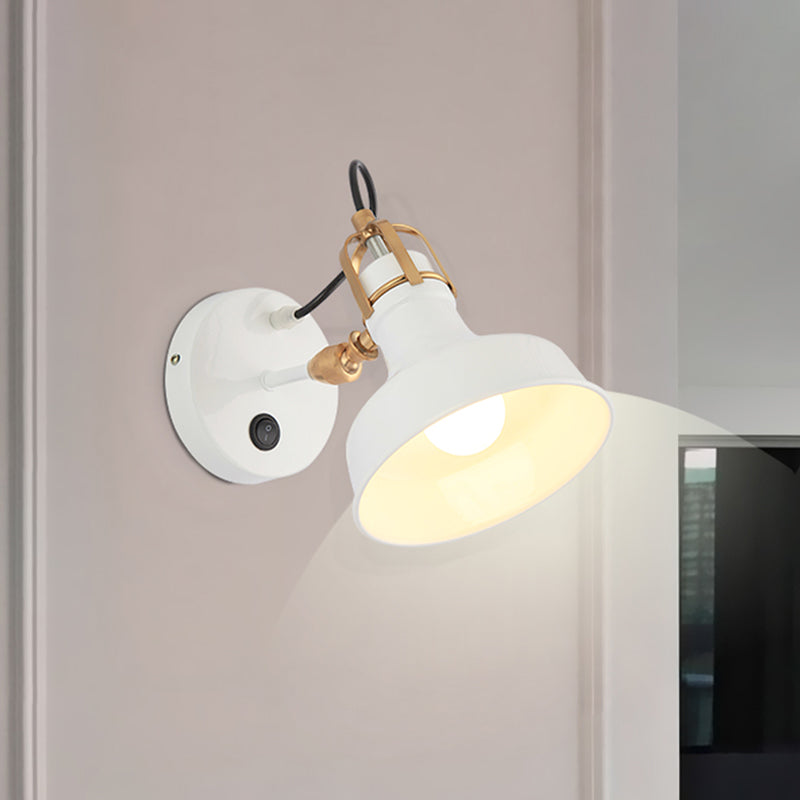 Avtoit | White Barn Wall Sconces Lighting Contemporary Metallic 1 Light Wall Mounted Fixture with Switch