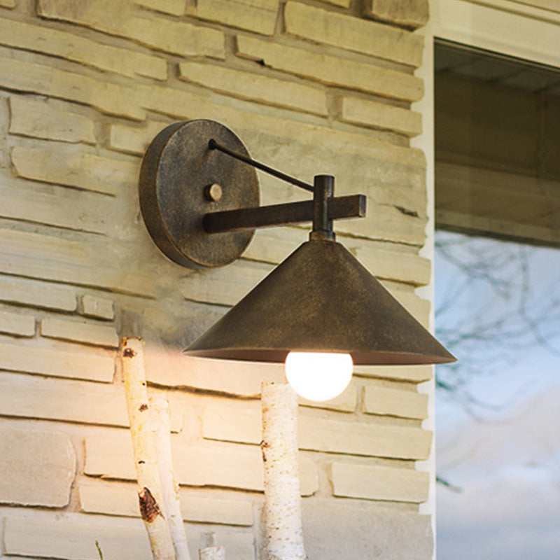 Avtoit | 1 Metal Wall Lamp Light Industrial Aged Silver/Bronze Cone Dining Room Lighting Fixture