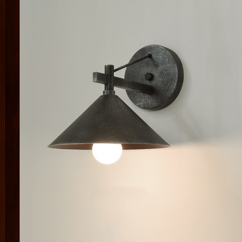 Avtoit | 1 Metal Wall Lamp Light Industrial Aged Silver/Bronze Cone Dining Room Lighting Fixture