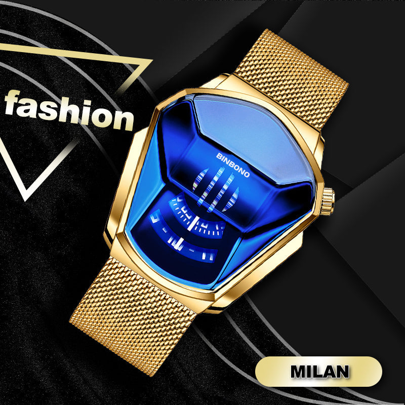 Men's Diamond-Style Quartz Watch with Creative Second Hand