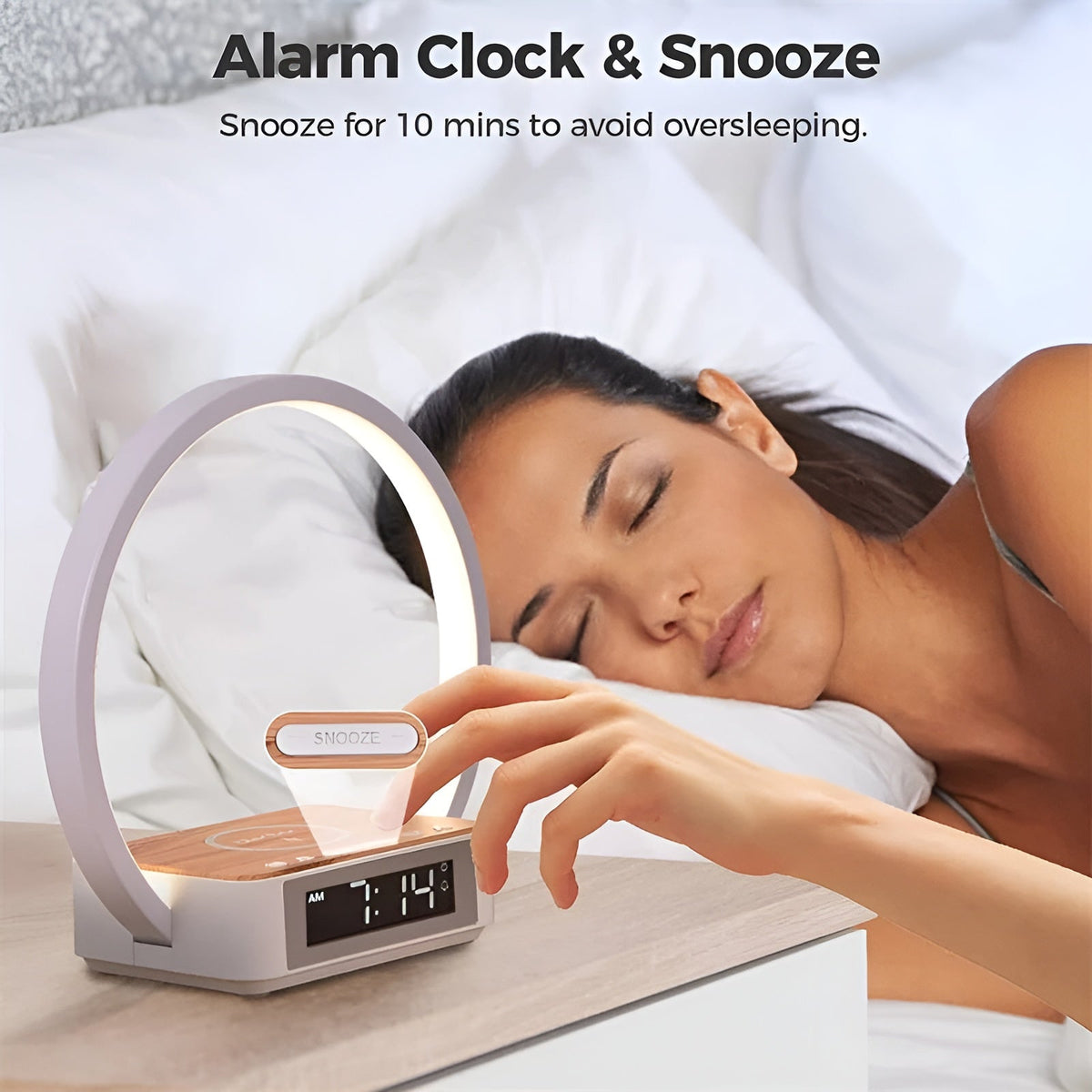 Avtoit | GlowMax 3-in-1 LED Table Lamp – Wireless Charger, Alarm Clock & Touch Control
