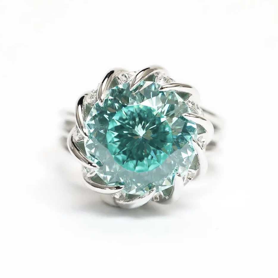 Avtoit | 6 Carat Paraiba Blue-green Lotus Diamond Ring