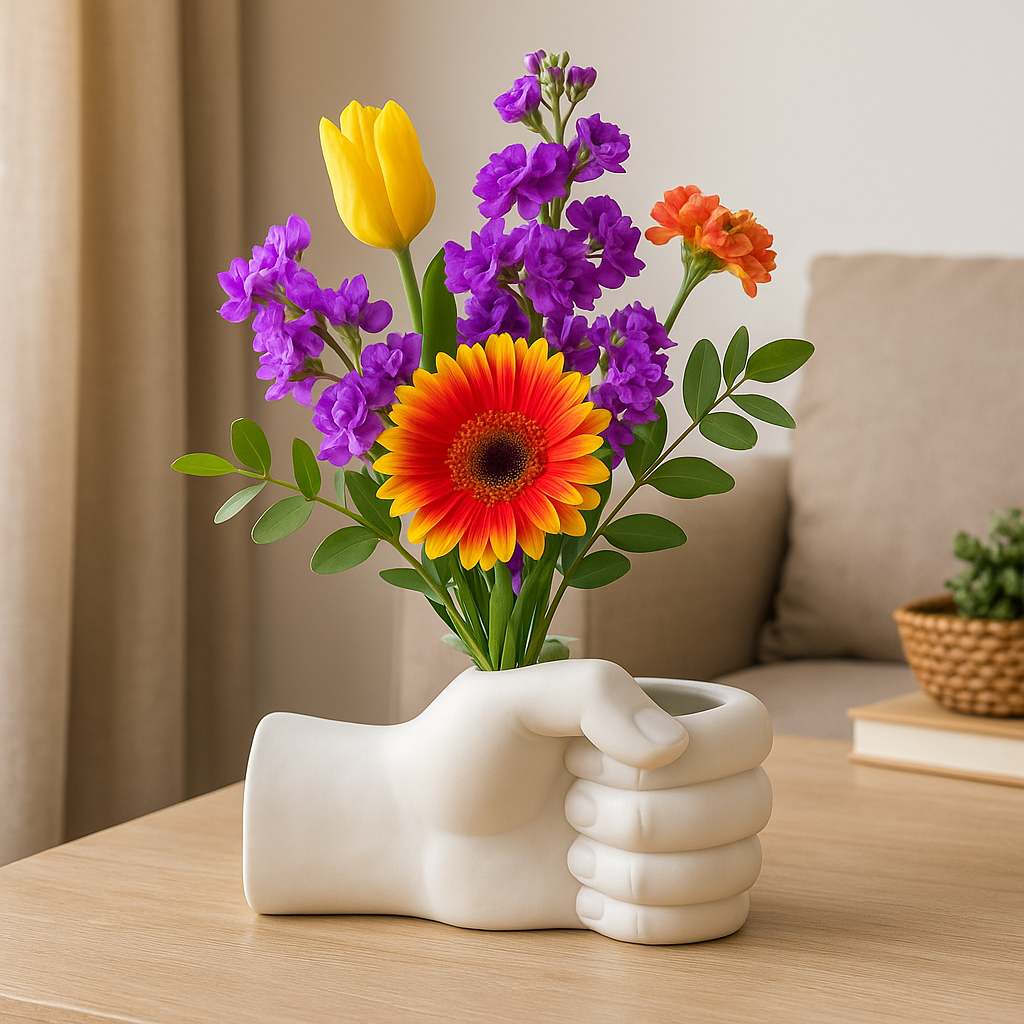 Avtoit | Artistic Hand Gesture Ceramic Tabletop Flower Vase