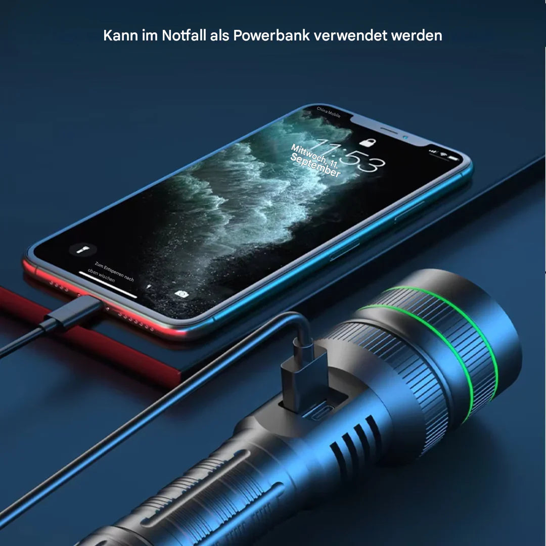 Avtoit | Extremely Bright and Zoomable LED Flashlight with Power Bank Function for Outdoor Adventures