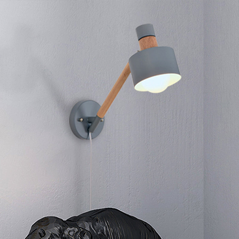 Avtoit | 5.5"/6"/7" W Armed Wall Sconce Minimalism Metal 1 Main Wall Mount Lighting in Gray for Living Room