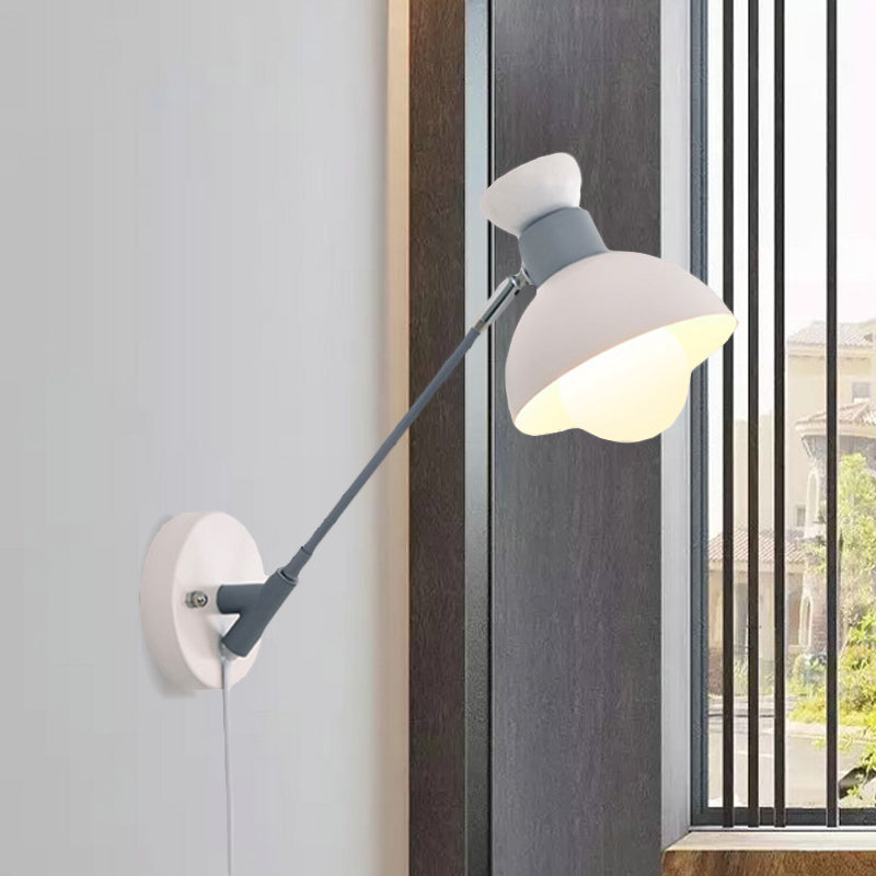 Avtoit | 5.5"/6"/7" W Armed Wall Sconce Minimalism Metal 1 Main Wall Mount Lighting in Gray for Living Room