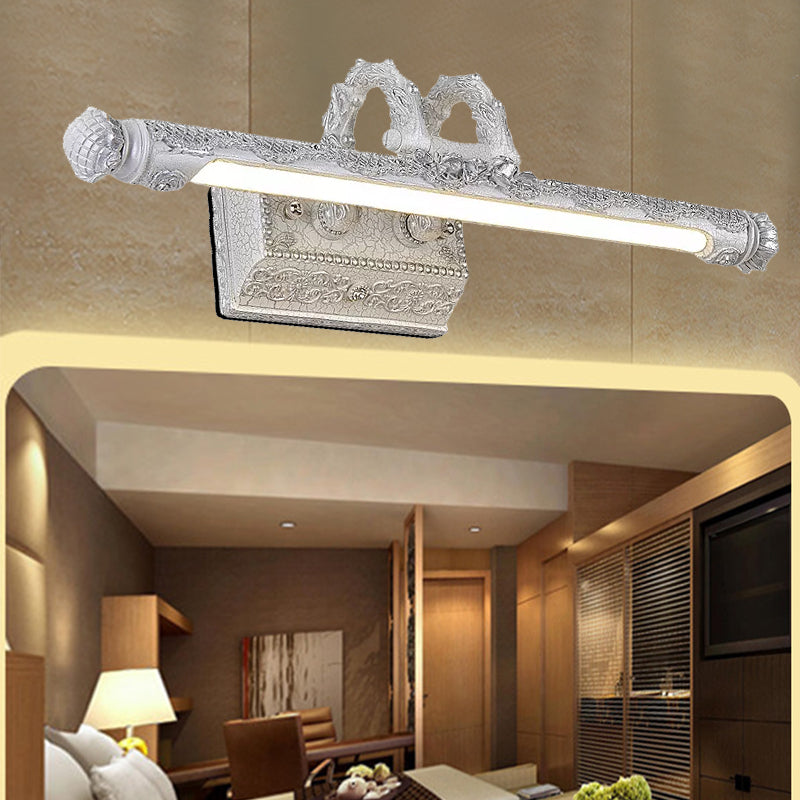 Avtoit | Vintage LED Wall Light with Metal Shade White Etched Tube Vanity Wall Light for Bathroom, 20.5"/23.5" Width